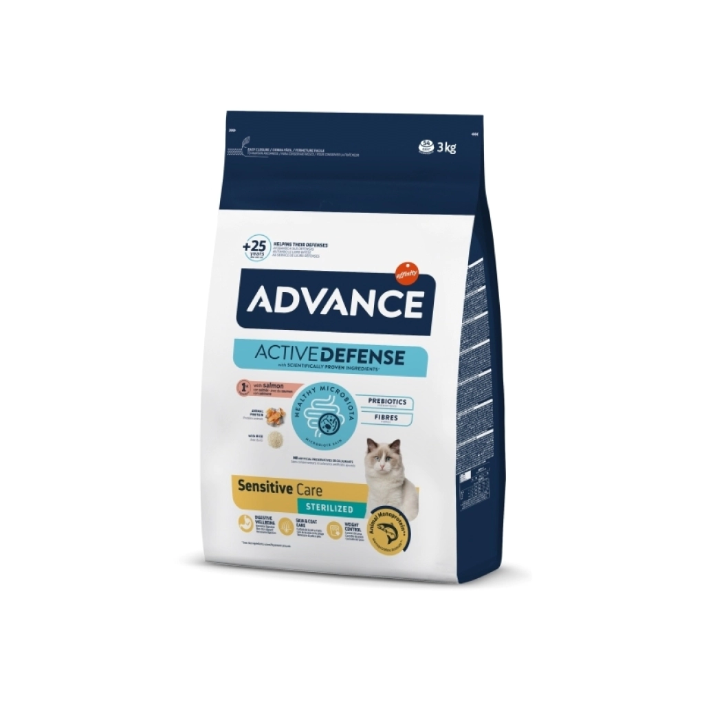 Advance Sensitive Care somonlu kısır kedi maması 3 kg ambalajı