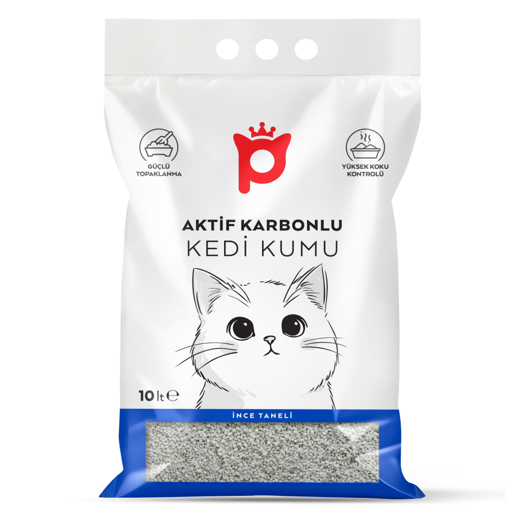 Aktif karbonlu bentonit kedi kumu 10 litre ambalajı