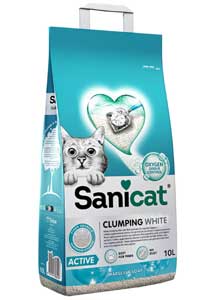 Sanicat Clumping White Active kedi kumu 10 litre ambalajı